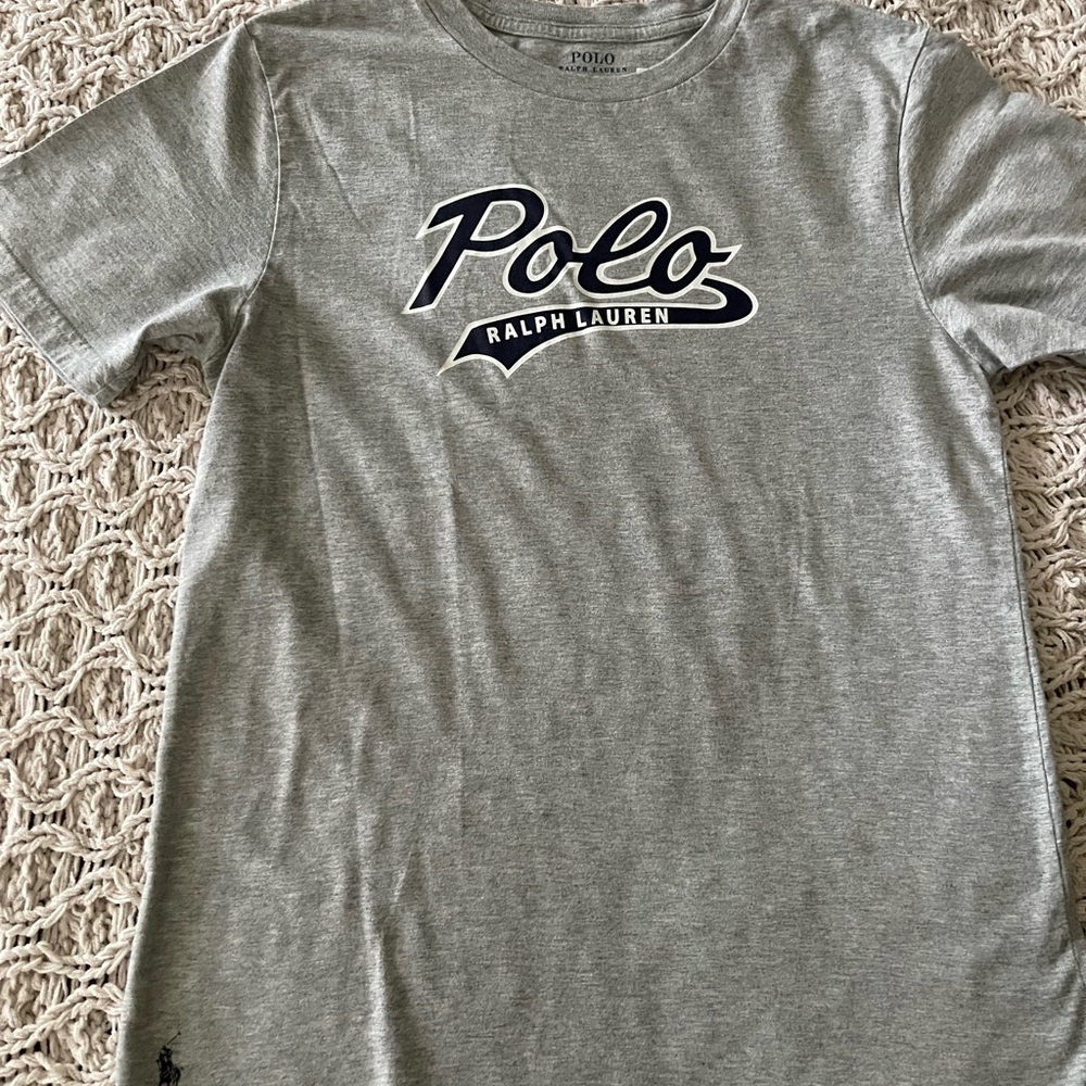 Polo by Ralph Lauren Gray Tee with Navy Script Logo
